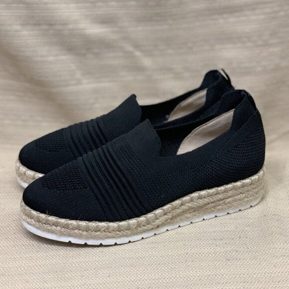 Adrienne Vittadini NIKO Black Slip On Stretch Fabric Espadrille shoes ladies 9.5 - Picture 3 of 9